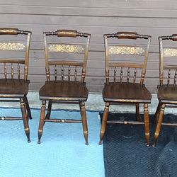 Vintage Hitchcock Chairs Hand Stenciled Set Of 4