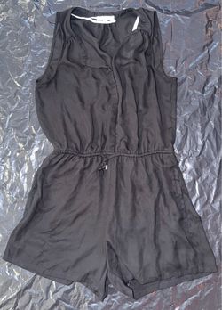 Black Sleeveless Romper with Drawstring Waist