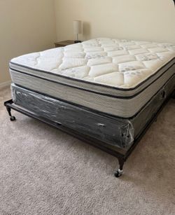 Queen Size Mattress Box Spring Bed Frame Set