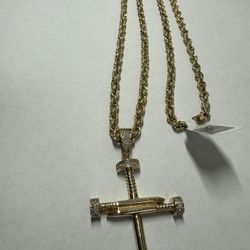 ROPE CHAIN+ NAIL CROSS PENDANT 