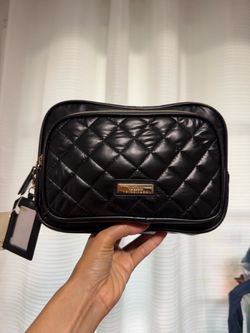 Black Quilted Zip makeup Bag