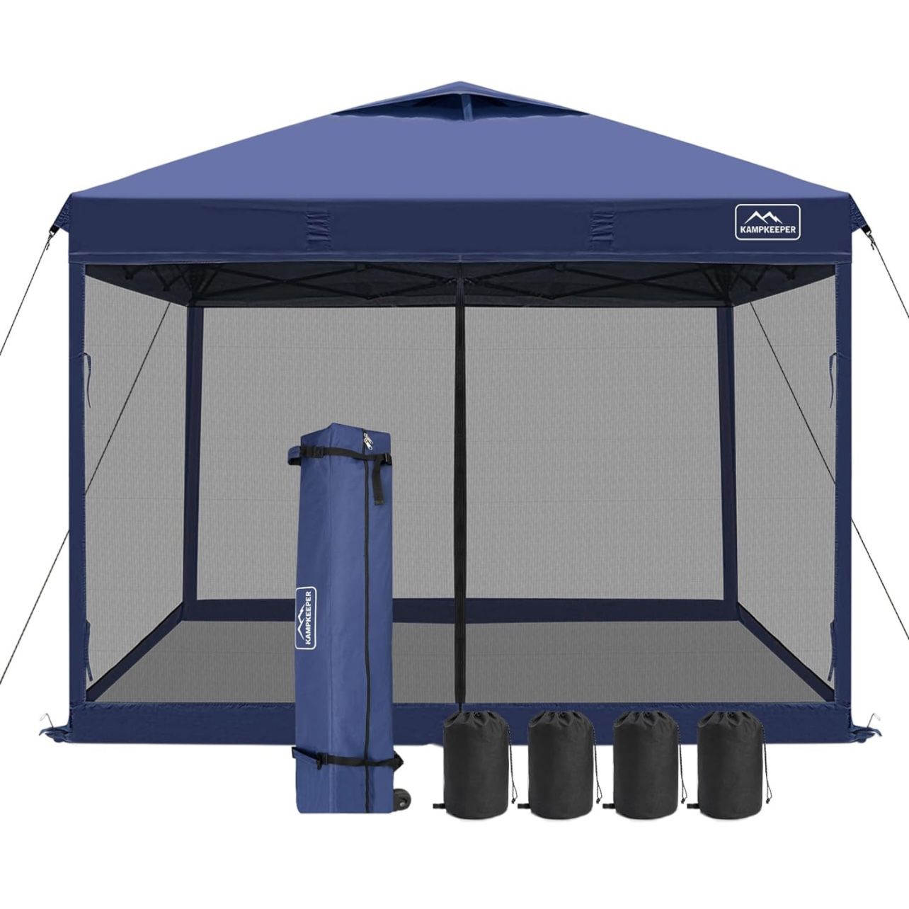 KAMPKEEPER 10'x10' Outdoor Pop Up Canopy Tent with Mesh Side Walls