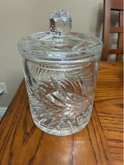 Lead Crystal Ice Bucket Cookie Jar Barrel Canister Hand Cut with Lid/for ice