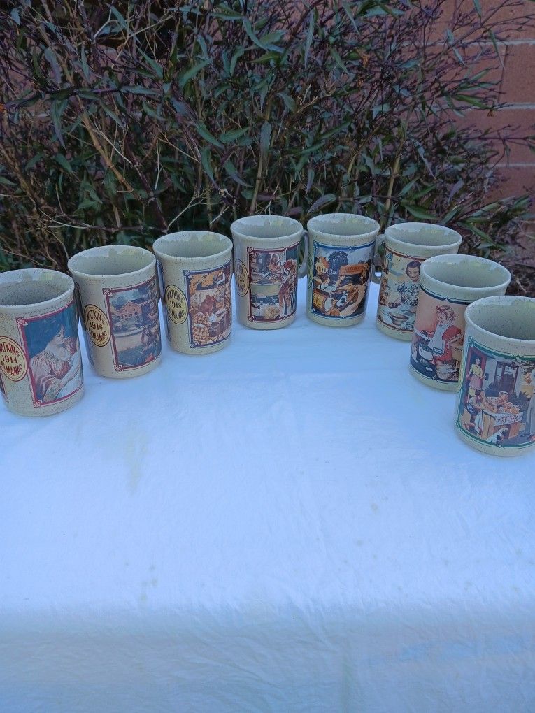 7 WATKINS ALMANAC COMMERATIVE COLLECTIBLE MUGS, BRAND NEW