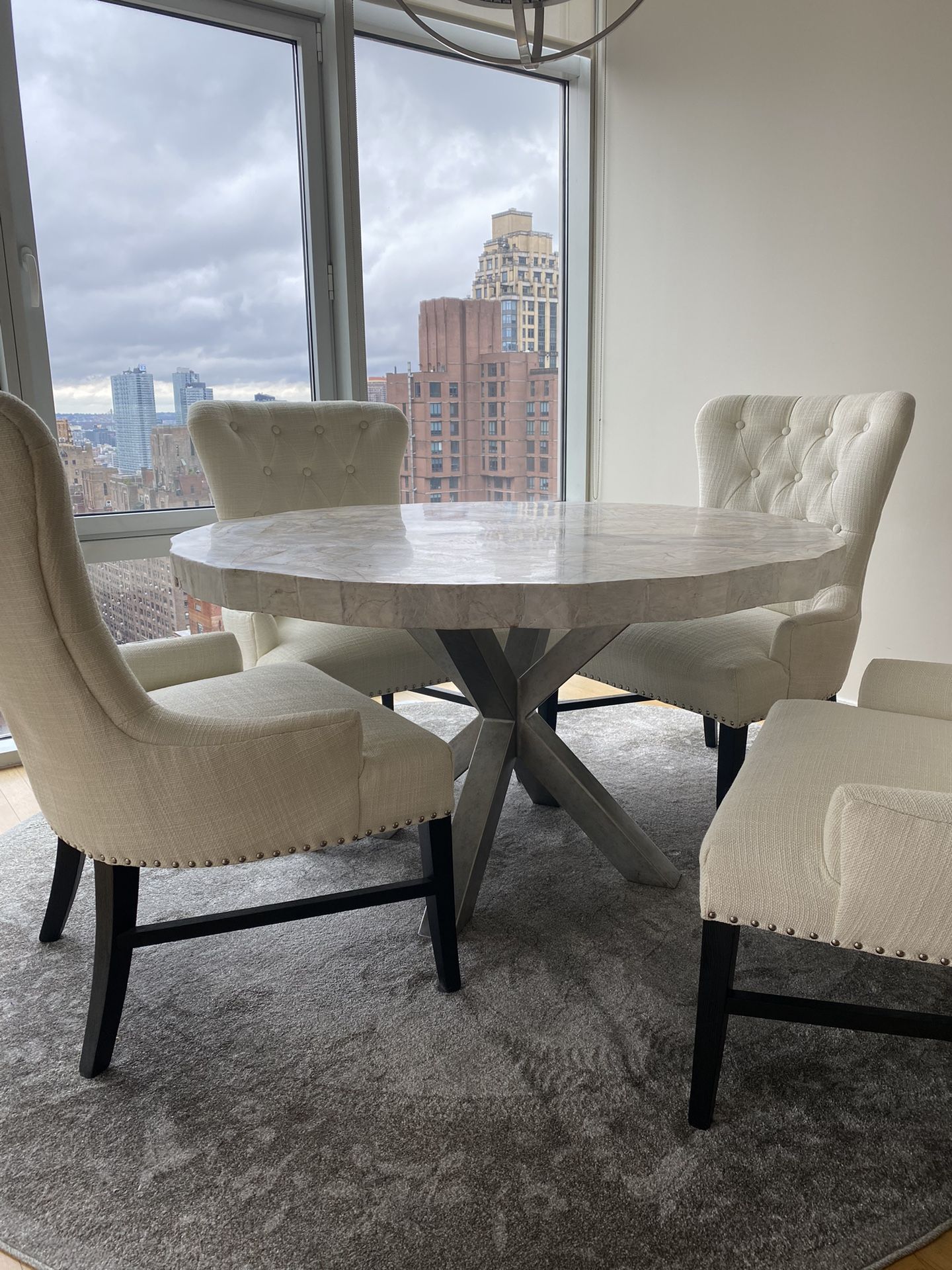 Arhaus Petra 54” Round Marble Dining Table