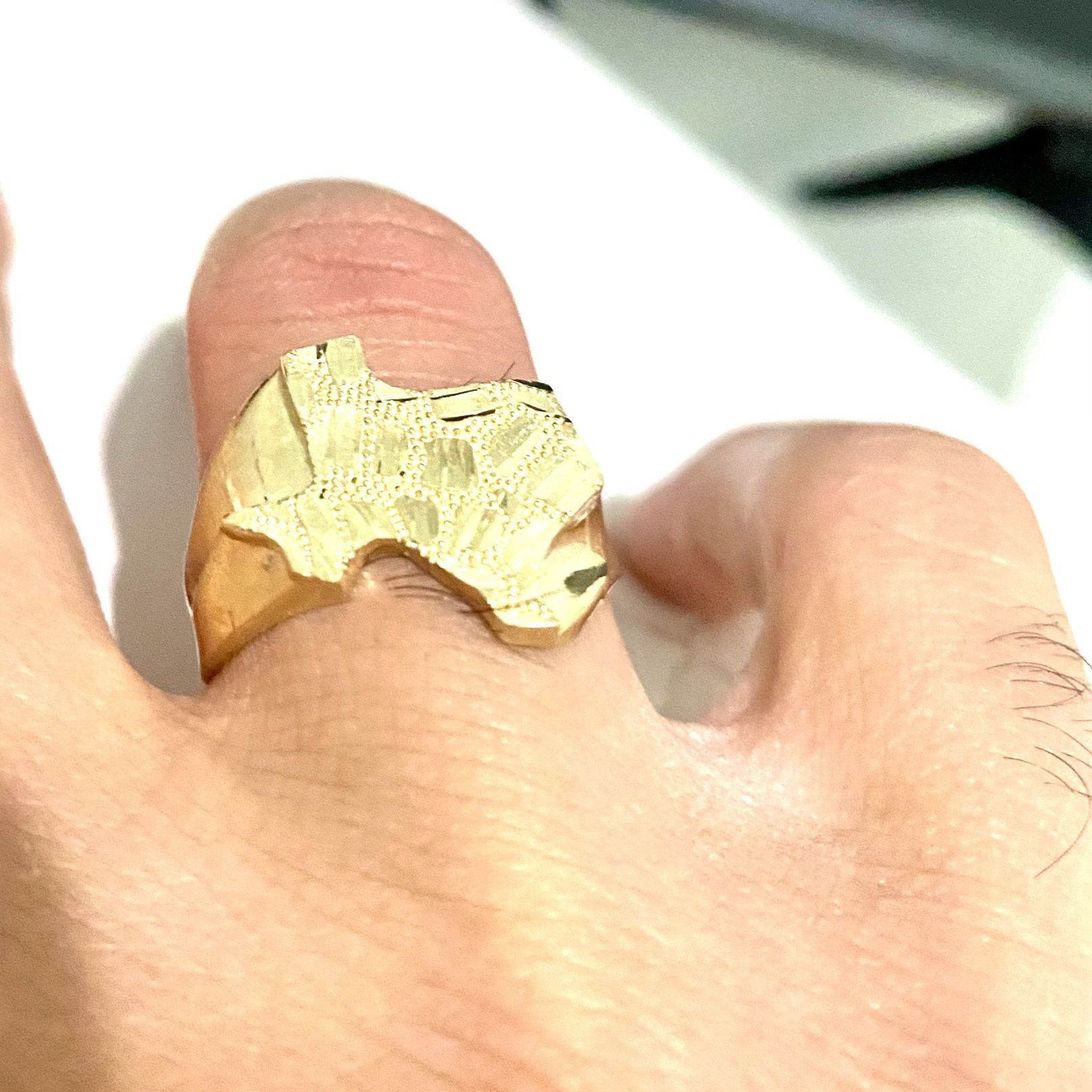 10k solid yellow gold nugget style ring Texas Shape