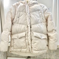 Snow jacket Zara NWT puffer jacket cream blush color size 12-14 girls but fit Small adult approximately 130lbs. Water proof. Warm a