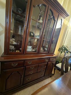 Cherry wood china cabinet
