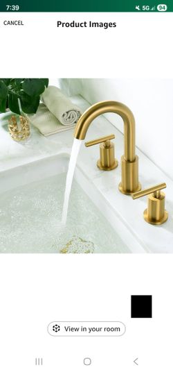 Brushed Bronze Gold Bathroom Faucet, 8 inch Widespread Bathroom Sink Faucet 3 Hole with Drain and Hose, Gold Bathroom Faucet