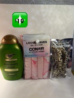 $10 set- shampoo, hair curlers, hair clips