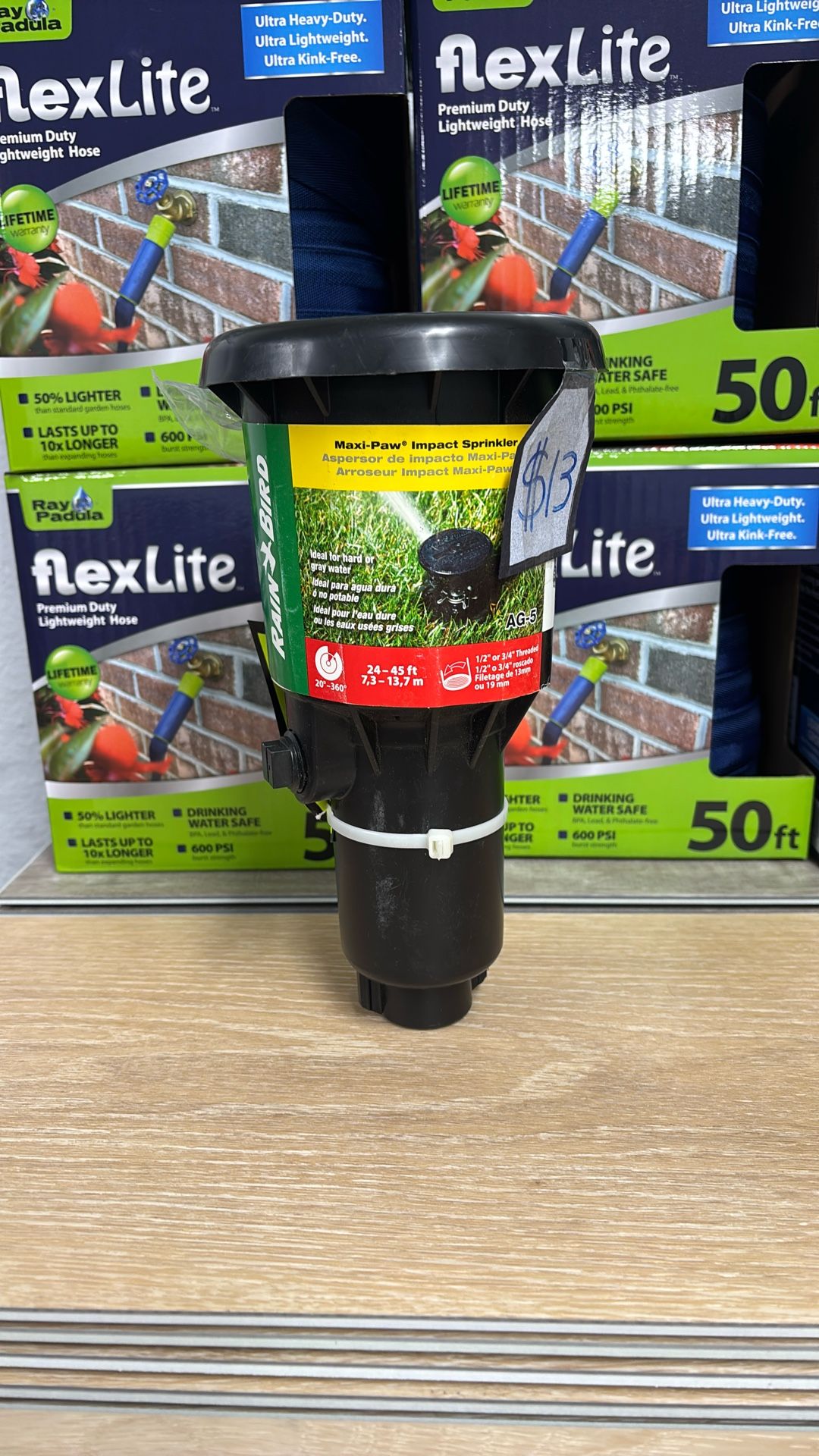 Maxi paw by Rainbird impact sprinkler water pattern 20° to 360°