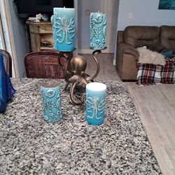 Nautical Octopus Candler Holder With Candles