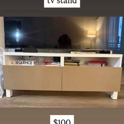 Tv Stand tan and white