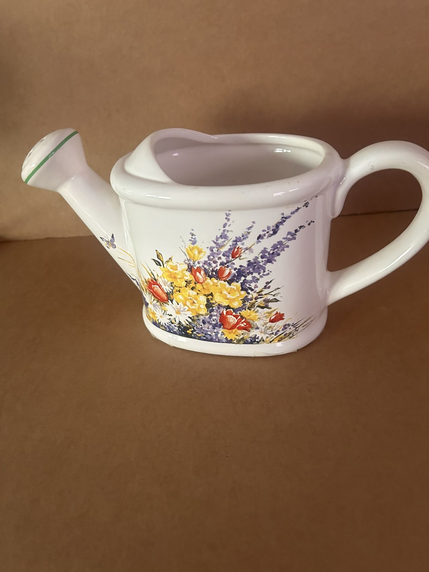 Ceramic Watering Can Vase/Planter with Flowers