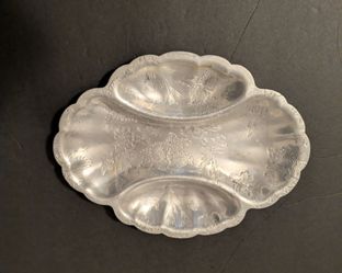 Forman Family Aluminum Embossed Floral Tray Divided Serving Dish Vintage 1950s