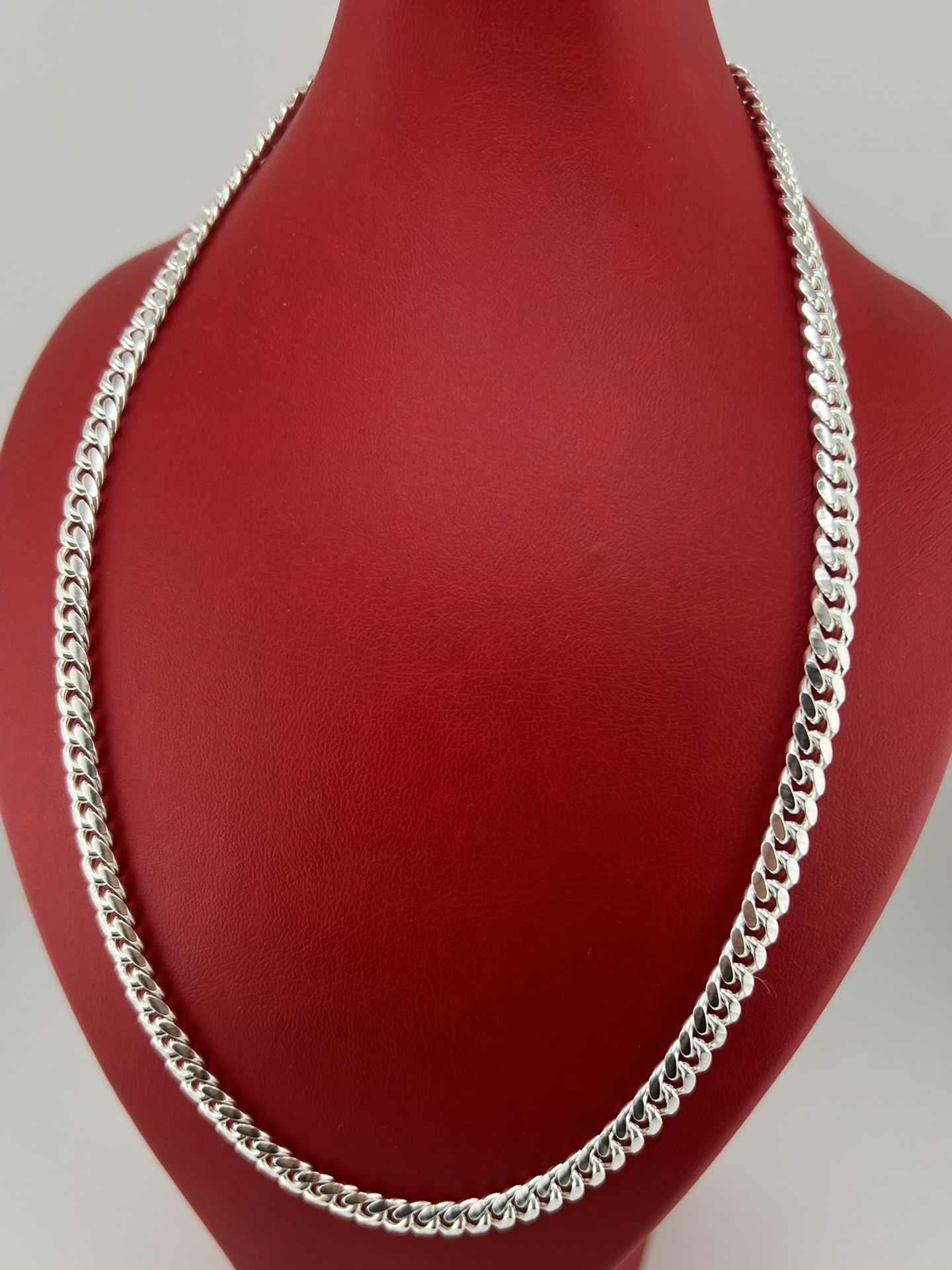 New925 sterling silver cuban link chain Necklace