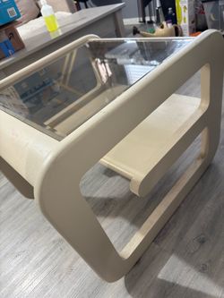 White Coffee Table with Glass Top