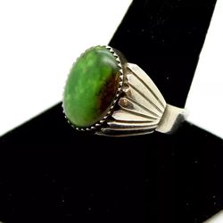 UNIQUE GREEN  TURQUOISE STERLING SILVER SOUTHWESTERN MENS RING 925 SZ 12.25