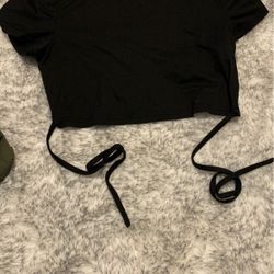 Black T Shirt Cropped Open Back
