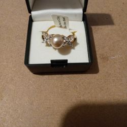 Paux Pearl With CZ Ring Size 11 Brand New
