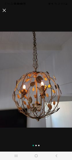 SAFAVIEH  AUSTEN CAGE CHANDELIER  Gold Leaf Pendant Light Hanging Lamp ( 3 Bulb Lights)