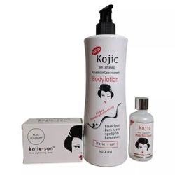 Kojie San Kojic Skin  Body Lotion 600ml, Serum & Soap 3 Set  