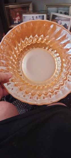 Anchor Hoking milk glass Vintage Marigold Carnival Glass Bowl