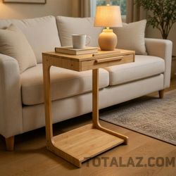 C-Shaped Bamboo Adjustanle End Table