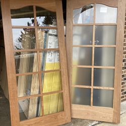 New door slabs , interior  , cherry , clear glass , 36 by 80 and 36 by 78 3/4