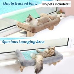 Zakkart Cat Perch For Window Sill With Bolster - Orthopedic Hammock Design, gray or biege