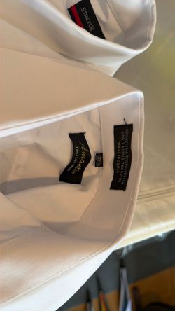 3 white, long sleeve collared shirts