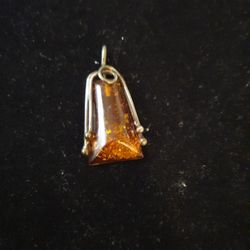 Sterling Silver Amber Charm 