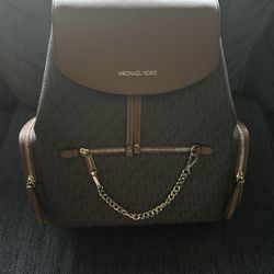 Large Brown Mk Logo Backpack 