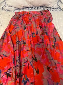 Floral Midi Skirt Pink Print Maxi Skirt size Large