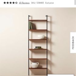 Two CB2 Helix Walnut Wood Wall Mount Bookshelf 96”