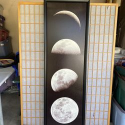 Beautiful Moon’s Photo Oil Painting On Canvas W/ Very Nice Black Frame