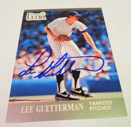 Autographed, 1991 Fleer Ultra Baseball Card #232 ,LEE GUETTERMAN, New York Yankees