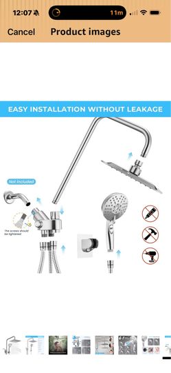 Dual Shower Head Combo, 8" High Pressure Rain Shower Head with Handheld Spray, 6+1 Spray