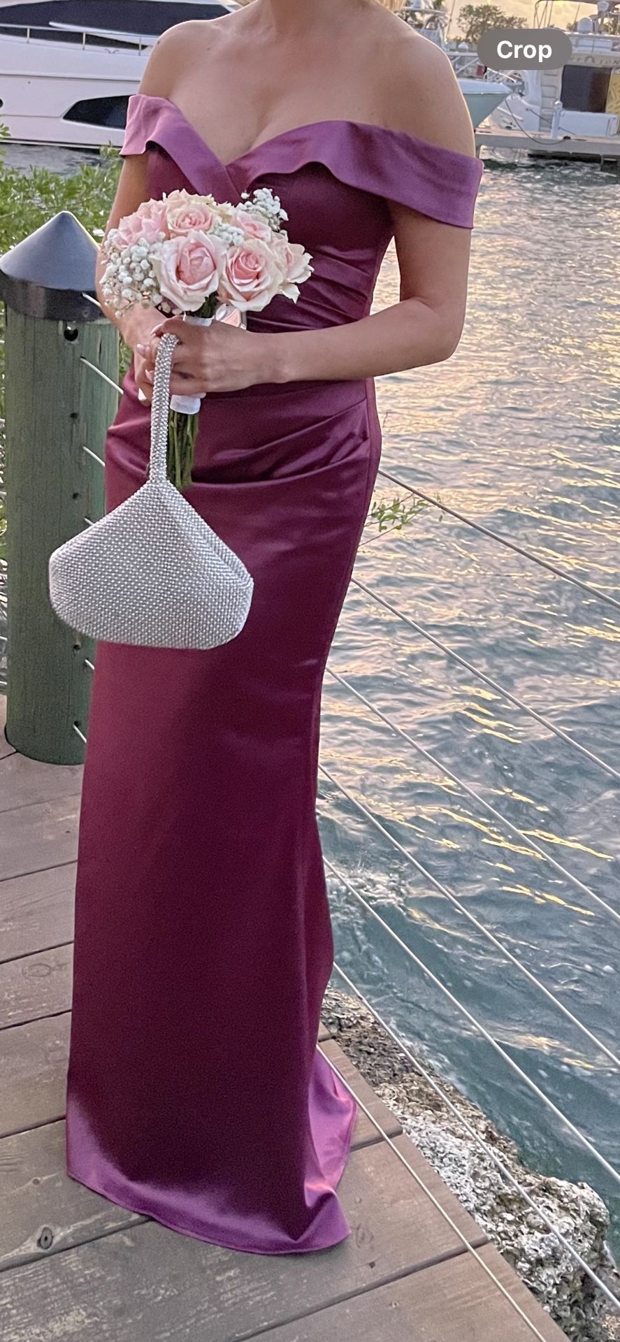 David's Bridal Galina Signatures Satin Off The Shoulder Mermaid