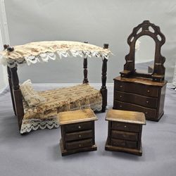 Vintage Dollhouse Wooden Furniture Set