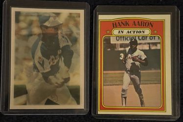 Hank Aaron Card Pair – 1972 Topps In Action & 1986 Sportflics