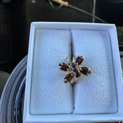 14kt Butterfly Garnet Ring 