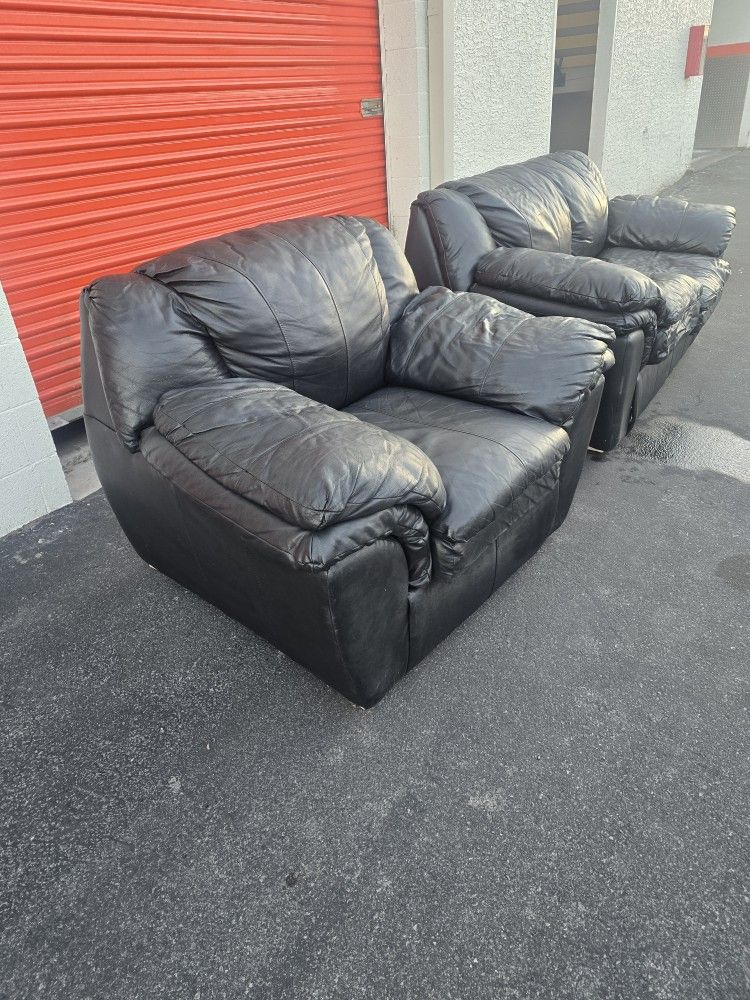 Black Leather Couch And Loveseat Sofa Set