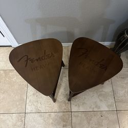Set Of 2 Fender Wooden Pick-Shaped End Tables