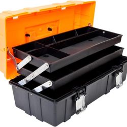 17-Inch Plastic Tool Box, 3-Tiers Multi-Function Storage