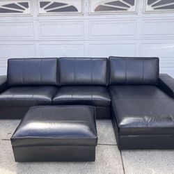 IKEA Leather 4 Seat Sectional And Ottoman