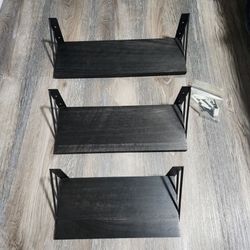 Set of 3 Wood Floating Wall Shelves
