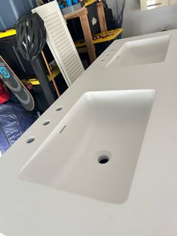 New!!! Double Undermount Bathroom Sink White Solid Surface