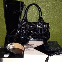 Burberry Black Pattent Leather Set