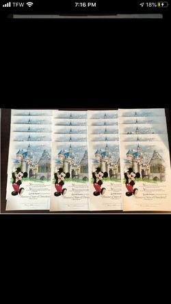 Vintage 1988 Honorary Citizen of Disneyland Certificate Disney Memorabilia Rare **EXTREMELY SCARCE**